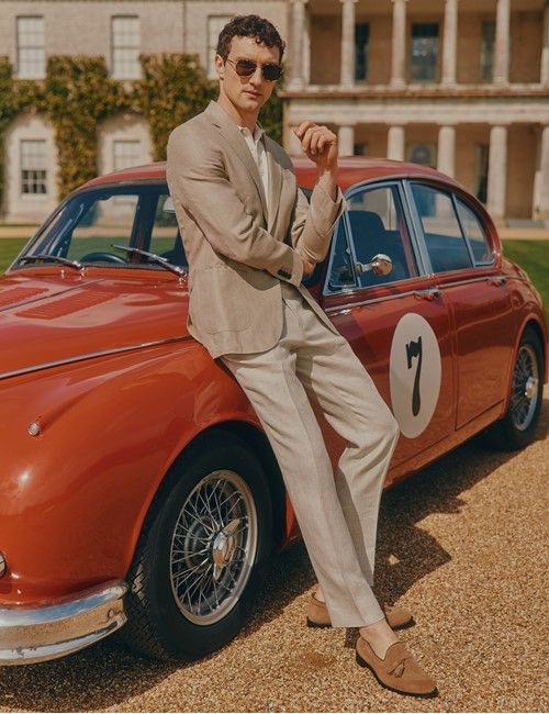 Taupe Hopsack Linen Slim Fit Suit-preview