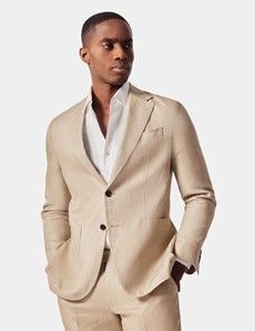 Slim Fit Taupe Hopsack Suit