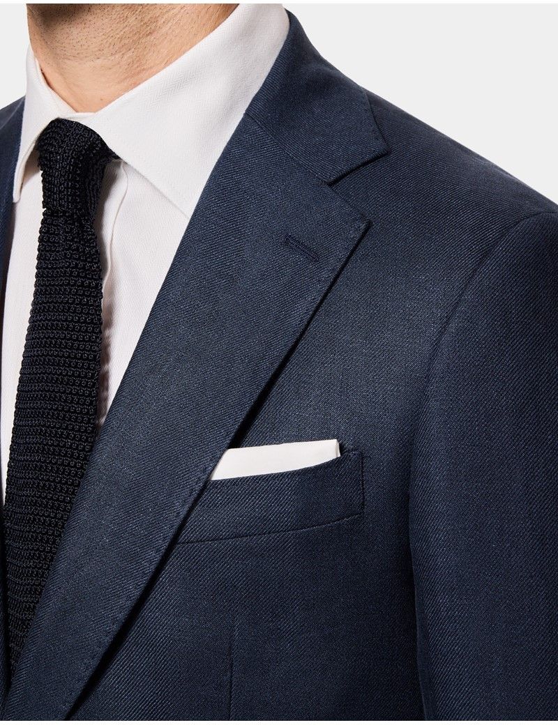 Slim Fit Navy Linen Suit Jacket thumbnail 2