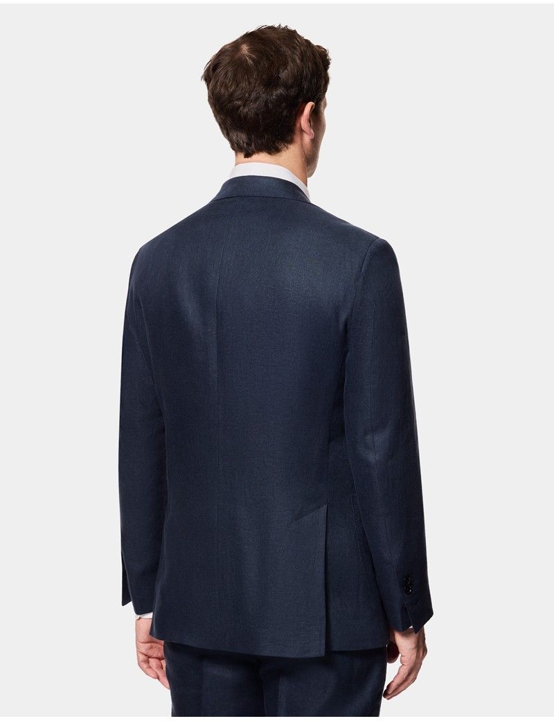 Slim Fit Navy Linen Suit Jacket thumbnail 4