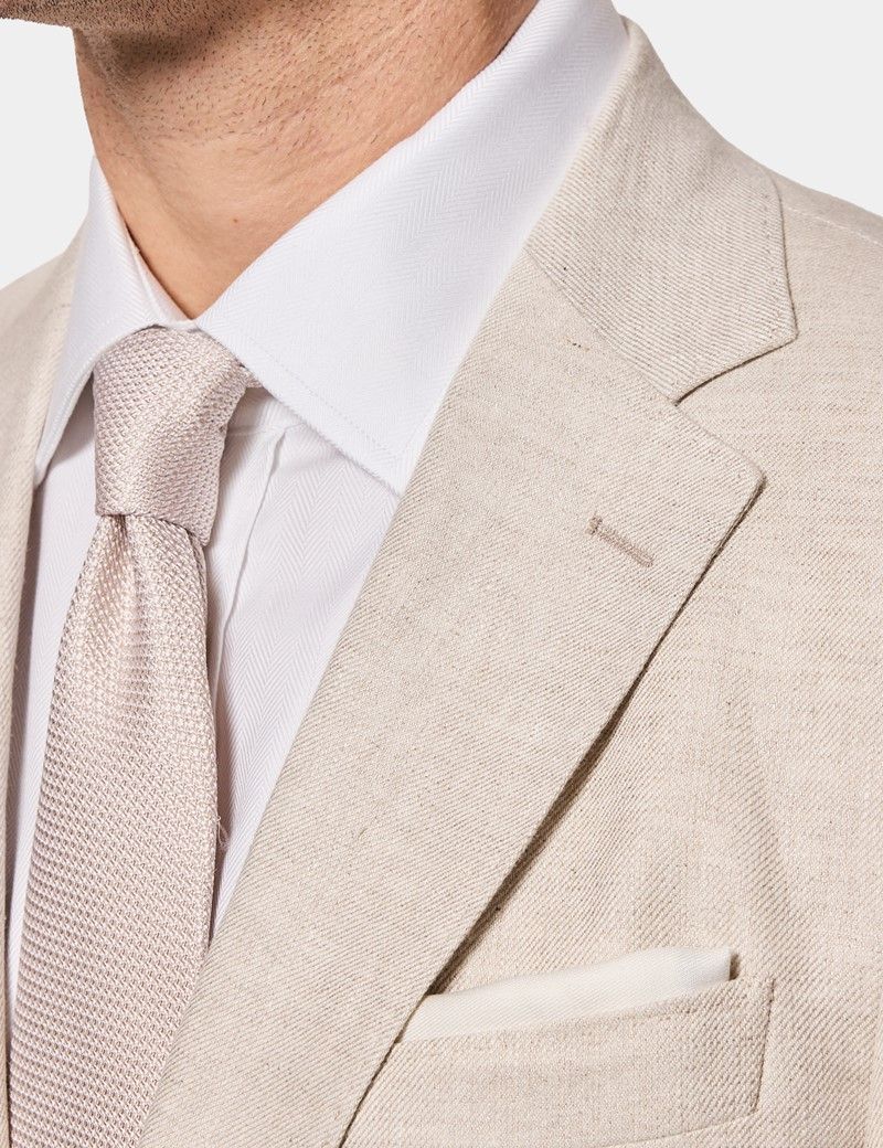 Slim Fit Stone Linen Suit Jacket thumbnail 9