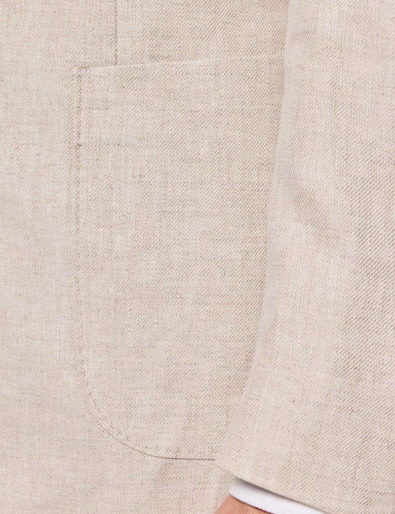Slim Fit Stone Linen Suit Jacket thumbnail 3