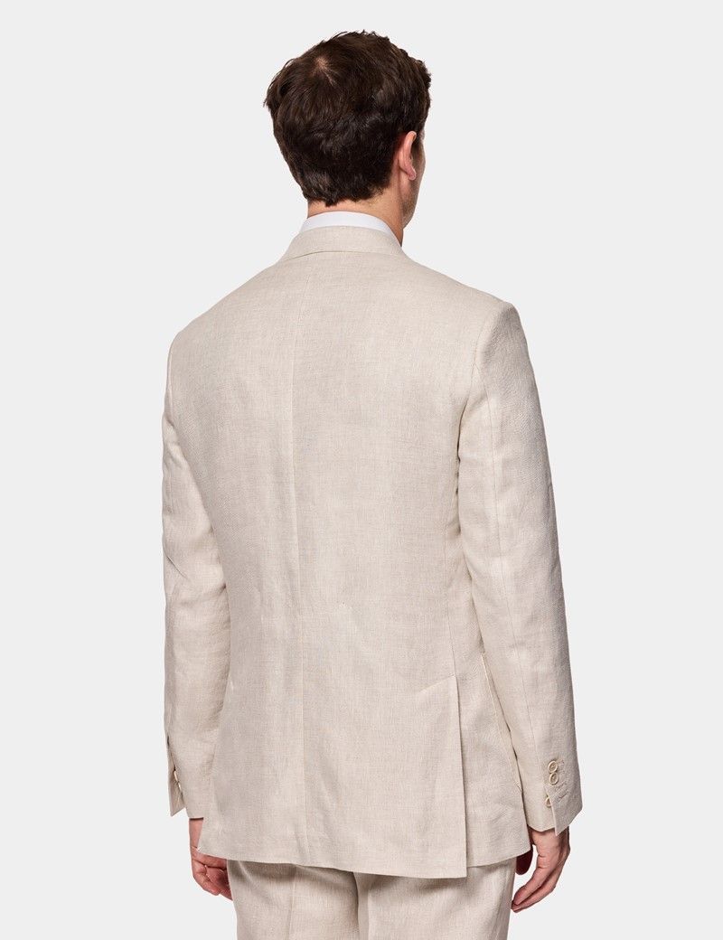 Slim Fit Stone Linen Suit Jacket thumbnail 4