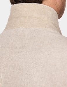 Slim Fit Stone Linen Suit Jacket