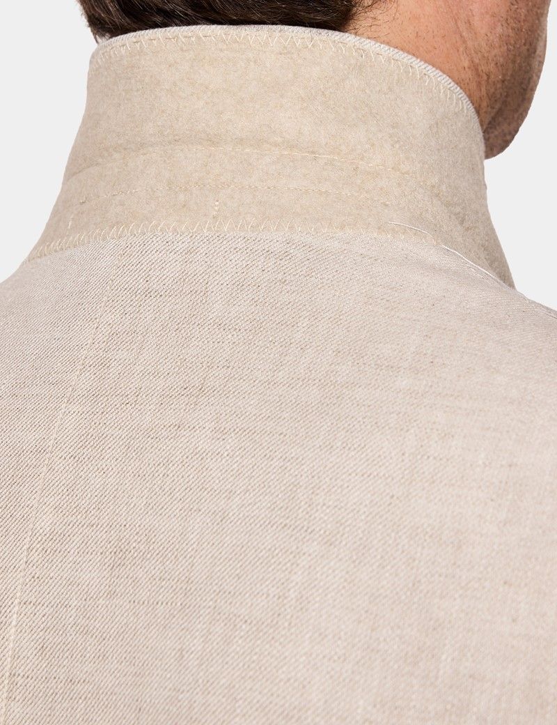 Slim Fit Stone Linen Suit Jacket thumbnail 5