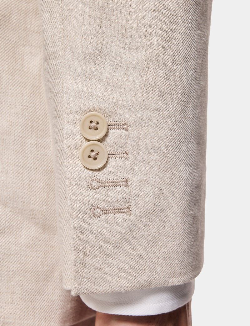 Slim Fit Stone Linen Suit Jacket thumbnail 6