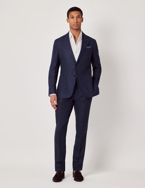 Navy Linen Slim Fit Suit 