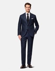 Slim Fit Navy Linen Suit