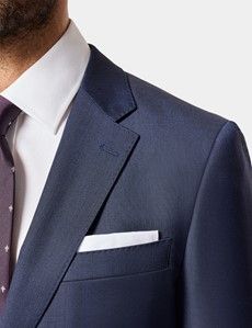 Slim Fit Deep Navy Sharkskin Suit Jacket