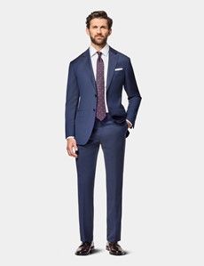 Slim Fit Deep Navy Sharkskin Suit Jacket