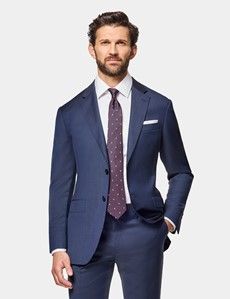 Slim Fit Deep Navy Sharkskin Suit Jacket