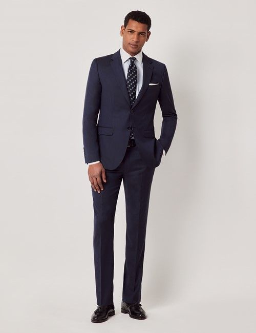 Deep Navy Sharkskin Slim Fit Suit