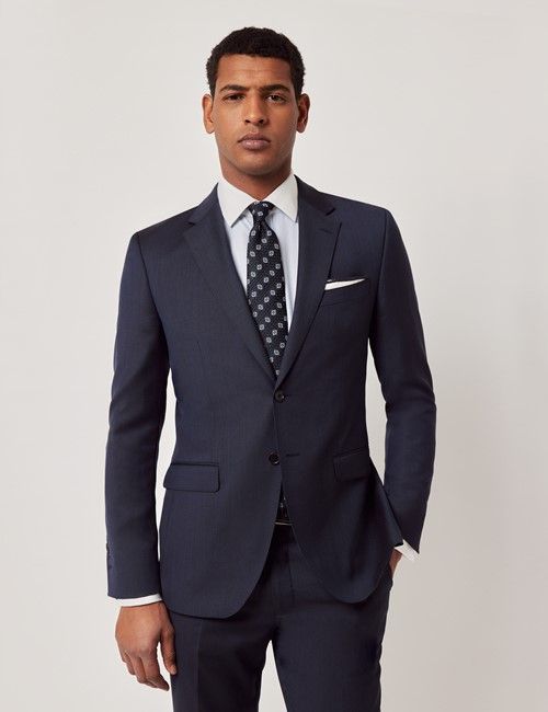 Deep Navy Sharkskin Slim Fit Suit