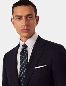 Slim Fit Midnight Blue Semi Plain Suit Jacket