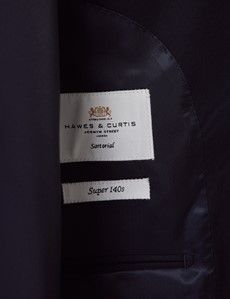 Midnight Blue Semi Plain Wool Slim Fit Suit-preview4