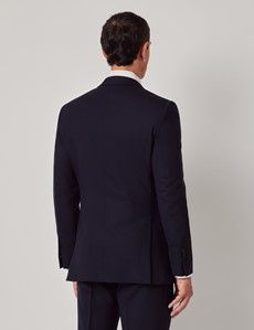 Midnight Blue Semi Plain Wool Slim Fit Suit-preview5