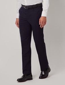 Midnight Blue Semi Plain Wool Slim Fit Suit-preview8