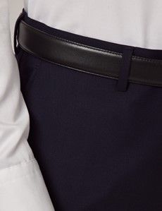 Midnight Blue Semi Plain Wool Slim Fit Suit-preview9