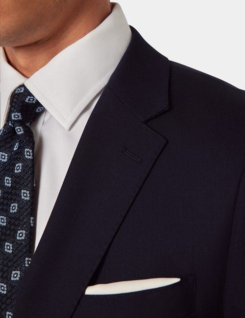 Midnight Blue Semi Plain Wool Slim Fit Suit-preview