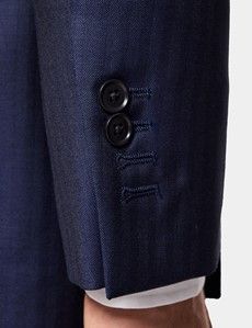 Slim Fit Navy Herringbone Suit Jacket