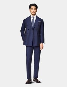 Slim Fit Navy Herringbone Suit