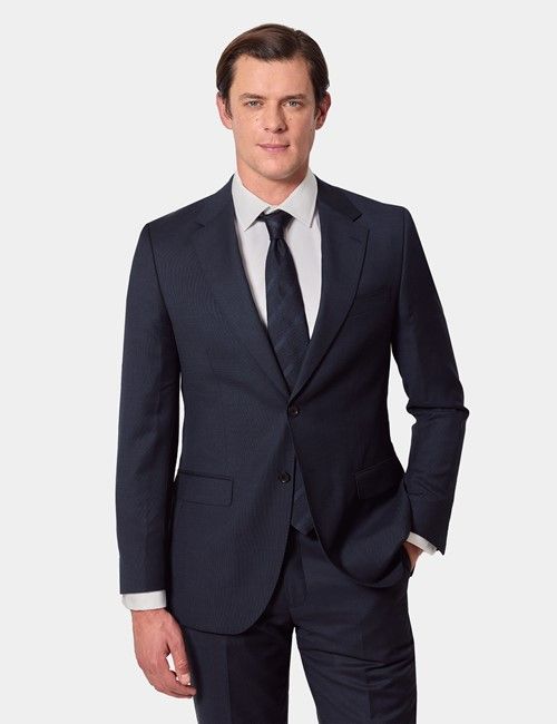 Slim Fit Navy Birdseye Suit Trousers