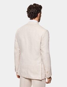 Tailored Fit Stone Linen Suit Jacket