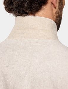 Tailored Fit Stone Linen Suit Jacket
