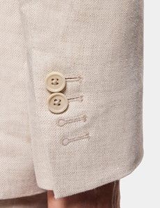 Tailored Fit Stone Linen Suit Jacket