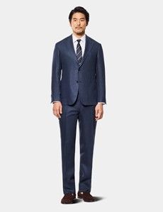Tailored Fit Navy Linen Suit