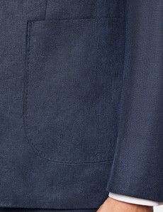 Tailored Fit Navy Linen Suit