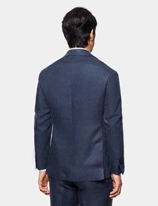 Tailored Fit Navy Linen Suit