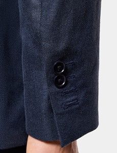 Tailored Fit Navy Linen Suit