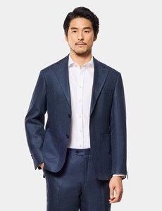 Tailored Fit Navy Linen Suit