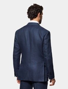 Tailored Fit Navy Linen Suit