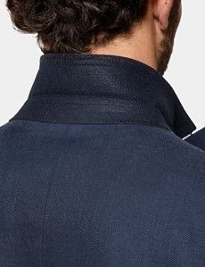 Tailored Fit Navy Linen Suit