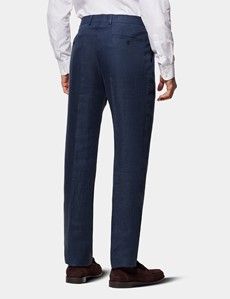 Tailored Fit Navy Linen Suit