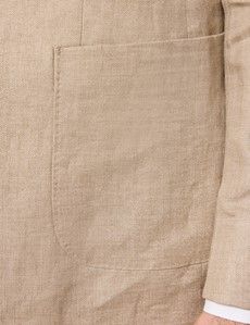 Tailored Fit Taupe Hopsack Linen Suit Jacket