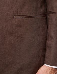 Tailored Fit Brown Linen Suit Jacket