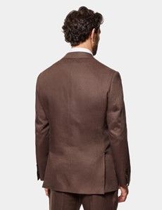 Tailored Fit Brown Linen Suit Jacket