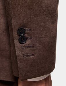 Tailored Fit Brown Linen Suit Jacket