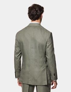 Tailored Fit Olive Linen Suit Jacket