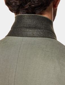 Tailored Fit Olive Linen Suit Jacket