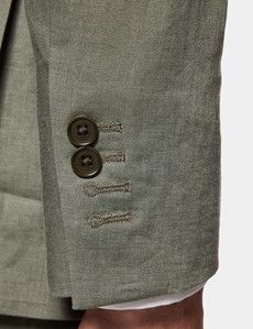 Tailored Fit Olive Linen Suit Jacket