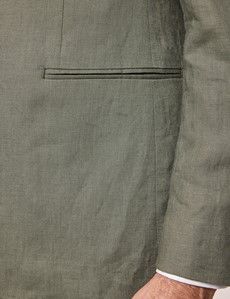 Tailored Fit Olive Linen Suit