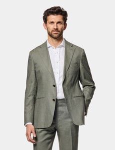 Tailored Fit Olive Linen Suit