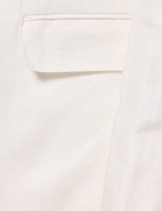 Tailored Fit Cream White Herringbone Linen Suit Jacket