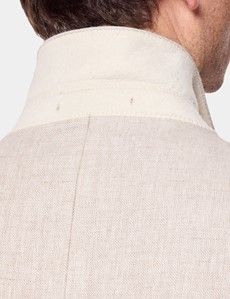 Tailored Fit Neutral Herringbone Linen Suit Jacket