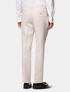Tailored Fit Neutral Herringbone Linen Suit