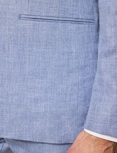 Tailored Fit Blue Linen Suit Jacket